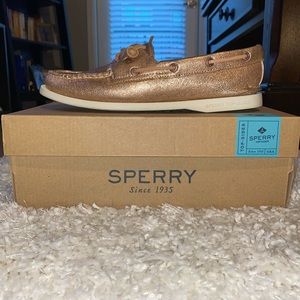 Sperry Vida Metallic Boat Shoe Rose Gold